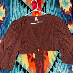 Brown long sleeved crop top.
